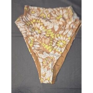 Aerie High Waisted High Cut Cheeky Brown Swim Bathing Suit Bottom Small S New